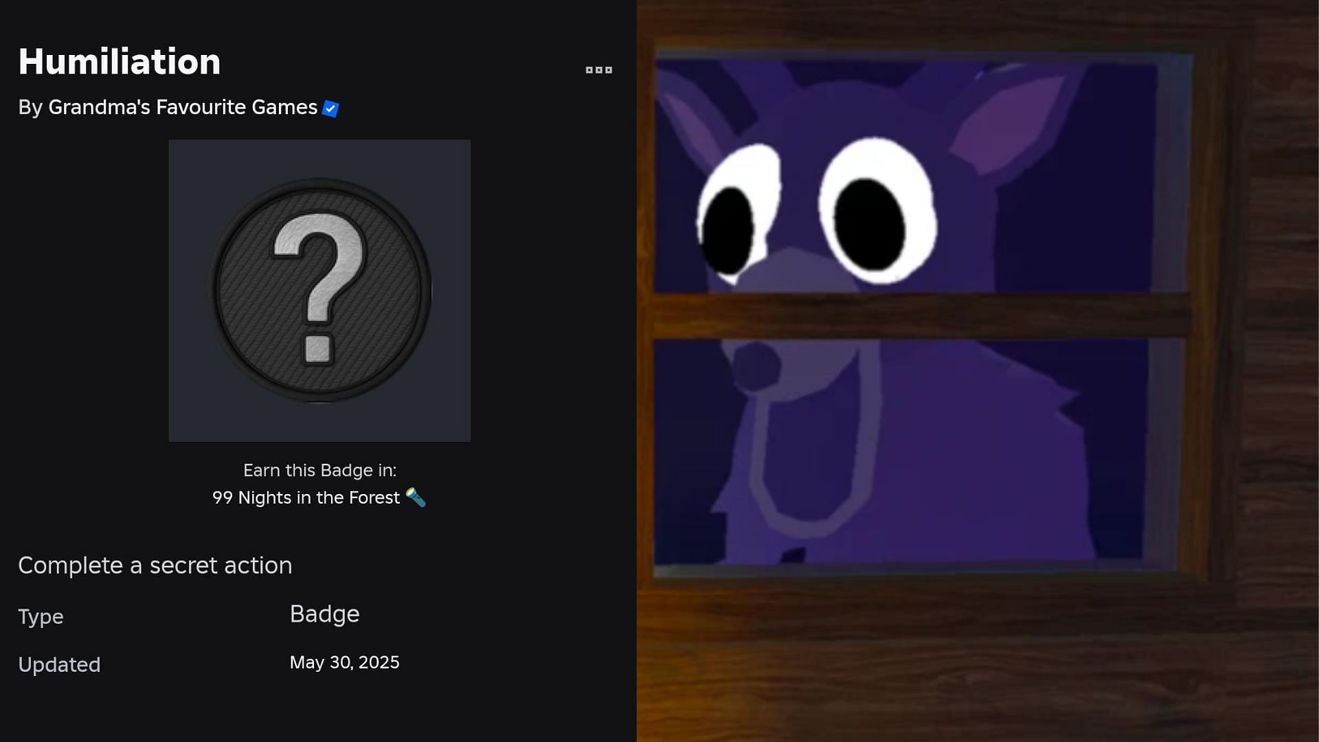 The Humiliation Badge (Image via Roblox)